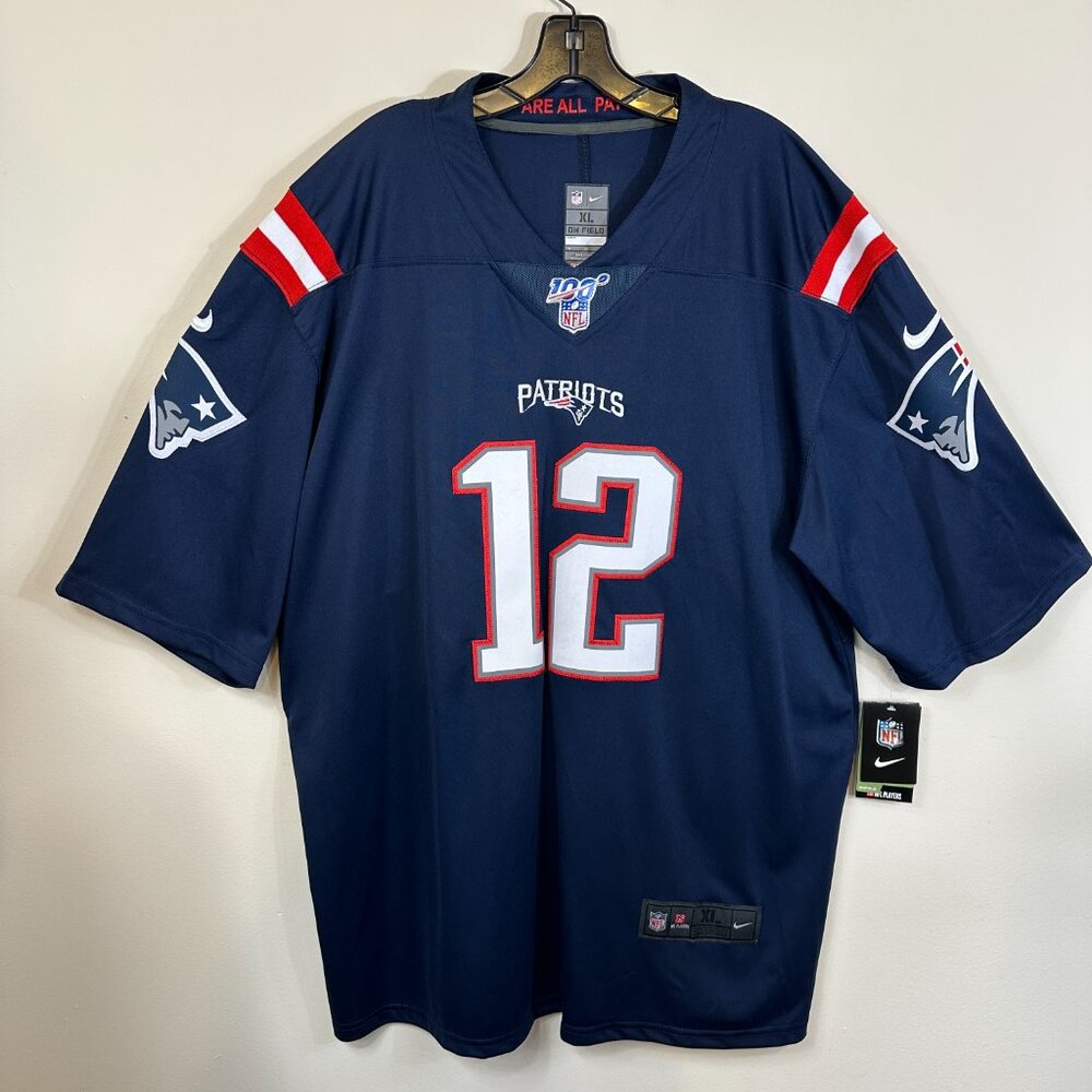 Patriots Brady #12 NFL Authentic Nike New England On-Field Jersey Men's XL